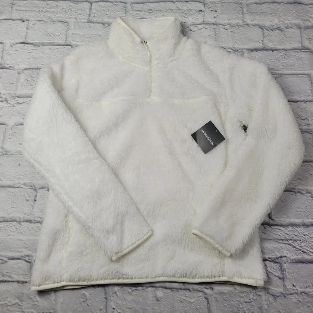 NWT Eddie Bauer White Quest Plush 1/4 Zip Fleece size XS